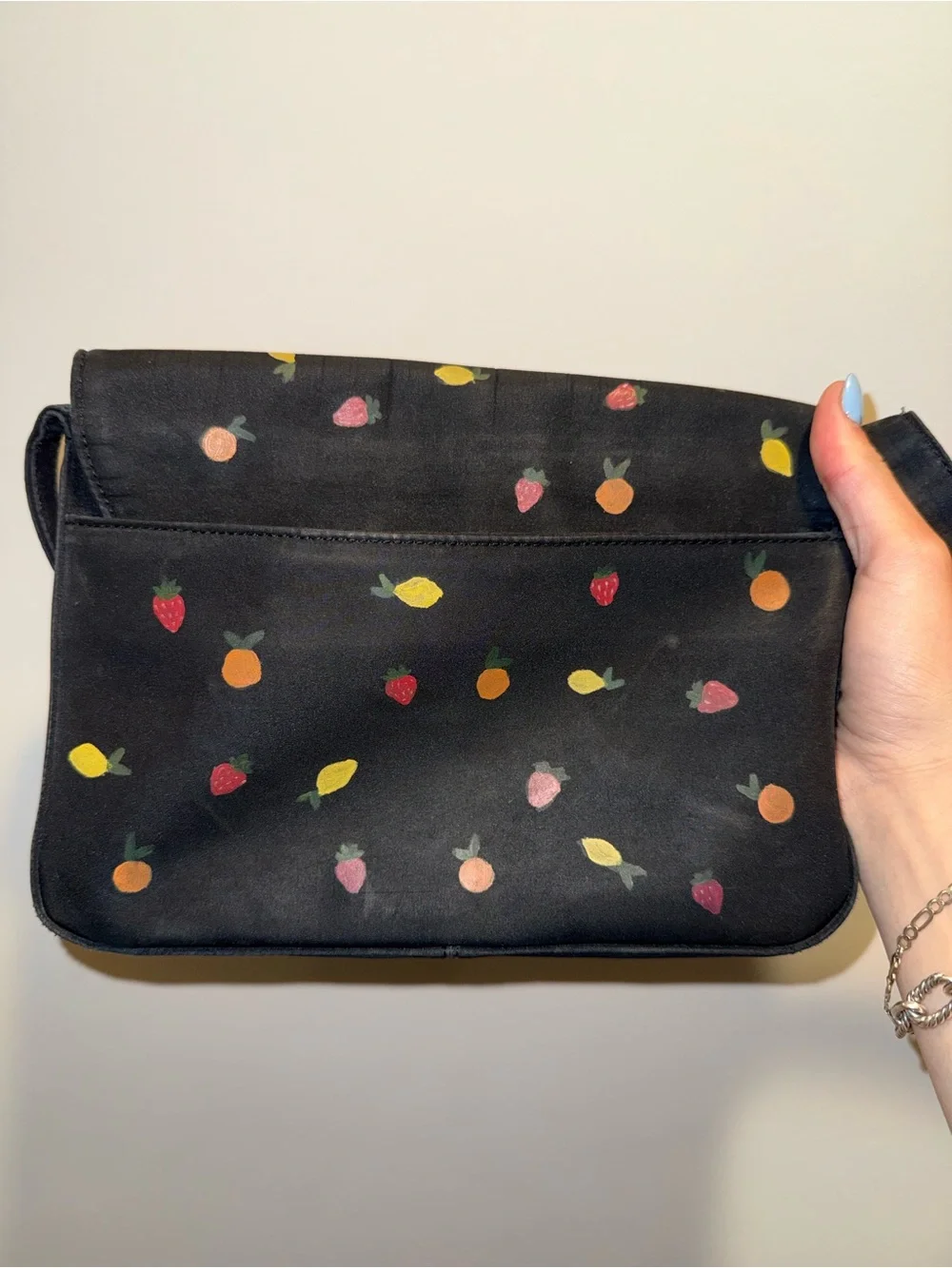 Black Nine West Strawberry & Citrus Print Shoulder Bag